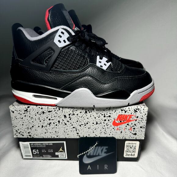 Size 5.5 - Nike Air Jordan 4 Retro GS Bred Reimagined Men's Shoes